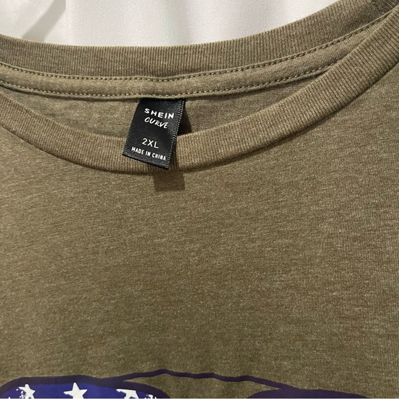 SHEIN Women’s Plus Size All American Girl Olive T-Shirt Vinyl Print Size 2XL - Picture 11 of 13